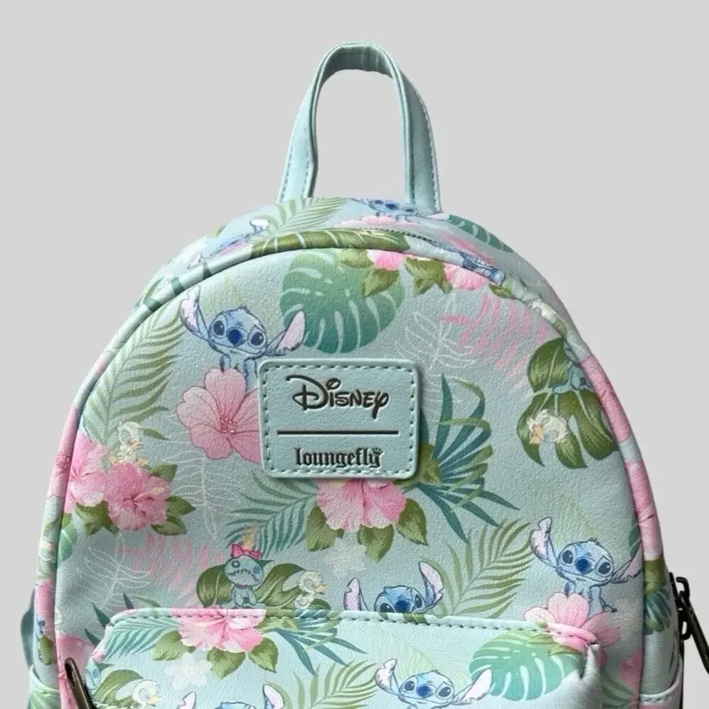 Loungefly Disney Lilo & Stitch Tropical Floral Mini Backpack Pastel Blue Vegan